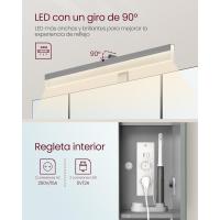 Armario de Baño con Luz LED 16,5 x 70 x 75 cm Toma Corriente Cesta Colgante Soporte para Secador - details 11
