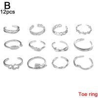 Anillos de dedo descalzos abiertos geométricos para mujer, joyería de moda para pie, pierna, playa, corazón, pluma, 12 unidades por juego - details 11