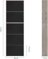 Mueble zapatero de 12 pares - Estantería de gran capacidad para vestíbulo o pasillo - (ancho) 60 x (profundidad) 24 x (alto) 80 cm - Madera clara blanca - details 120
