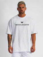 Camiseta de entrenamiento de manga corta para hombres Muscleguys Fitness Suelto Estilo casual para verano Material de poliéster - details 3