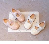 Zapatos de cuero para niñas pequeñas, zapatos planos de princesa para fiesta de boda, pajarita de encaje Mary Jane con cuentas, zapatos planos de primavera 2025 para niños, novedad - details 2