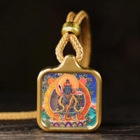 Llevando un pequeño Tangka, Bodhisattva Samantabhadra, Dragón Zhakiram, Gran Colgante del Cielo Negro, Dios Amarillo de la Riqueza, Tara Verde - details 3