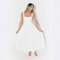 Primavera y verano nuevo vestido halter sin mangas con cuello cuadrado de color sólido - details 3