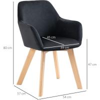 2 Sillas de Comedor Modernas Sillas de Cocina Tapizadas en Terciopelo con Respaldo Reposabrazos y Patas de Madera Carga 120 kg para Salón Dormitorio 54x57x80 cm - details 11