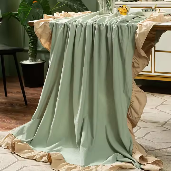 Paños redondos blancos, manteles de tela lavables Retro de granja para restaurante, cocina, boda, fiesta, decoraciones navideñas - 1