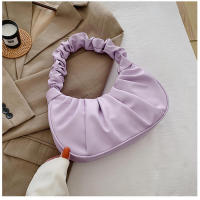 Bolso nube plisado de color sólido, simple para mujer, bolso de hombro dulce - details 6