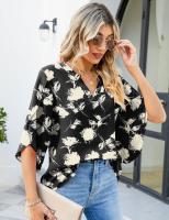 Elegante Blusa de Verano con Estampado Cuello en V para Mujeres Camisa Chic de Moda Joven - details 8