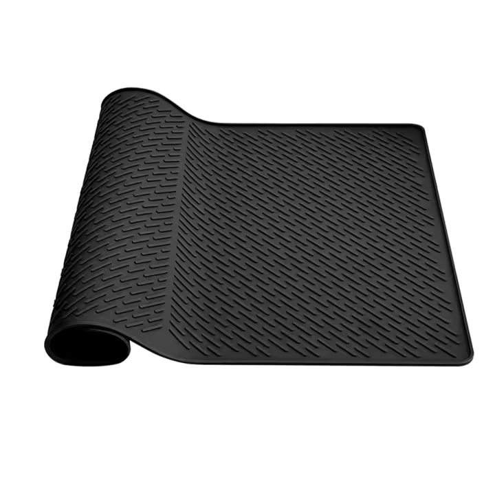 Estera protectora de silicona para encimera de cocina, 27,8x19,9 pulgadas, cubierta protectora para encimera de vidrio de silicona, esteras de secado negras - 1