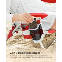 Silla de Camping Portátil Plegable, Ajustable, Bolsillos Laterales, Rojo y Blanco - details 7