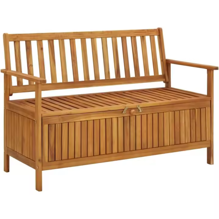 Caja de Almacenamiento de Jardín Patio Banco de Sillado de Madera Acácia Duradero - 1
