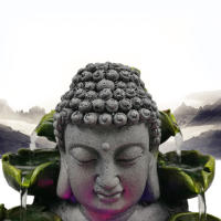 Fuente de habitación con iluminación, fuente de cascada de mesa de Buda, meditación Fengshui, decoración Interior relajante para regalo de la suerte - details 6