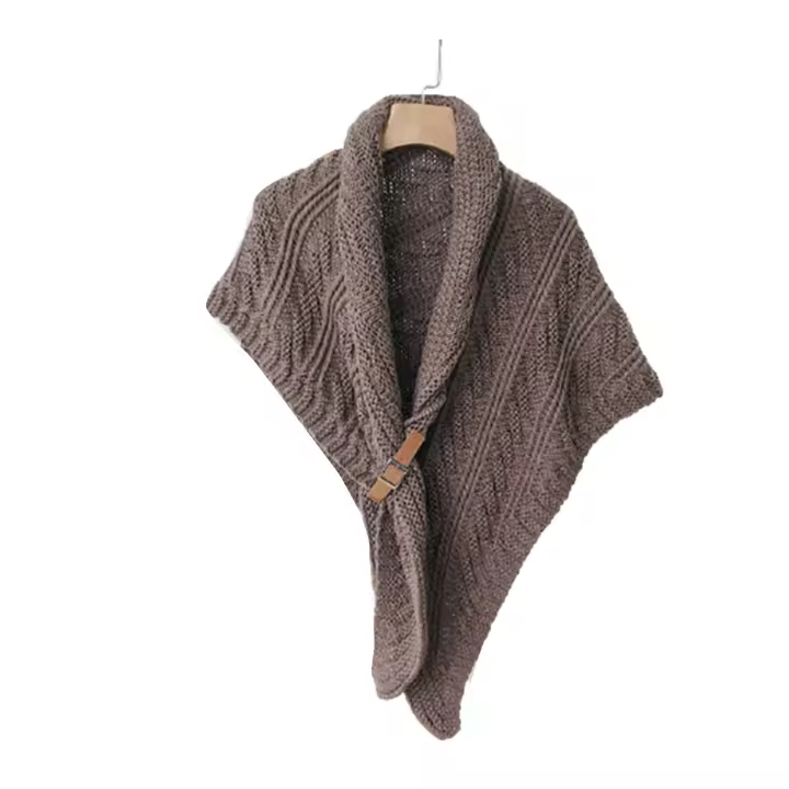 Capa de Poncho frontal abierta para mujer, bufanda de invierno, chal, capa de Poncho - 1