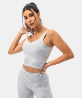 SHINBENE Sujetador Deportivo Largo de Cuello V para Mujer con Estampado de Camuflaje y Junto Incorporado para Yoga Fitness Workout Tamaño XS-XL - details 20