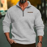 Jersey de cuello alto de terciopelo para hombre, suéter informal de color sólido, media cremallera, talla grande, tendencia de invierno - details 22