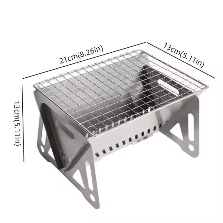 Estufa de picnic para acampar, mochila portátil plegable con parrilla para barbacoa, estufa de leña para exteriores - 1