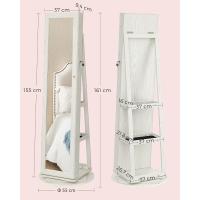 Espejo Completo Inpendiente Giro de 360° Estante y Llave Dormitorio Regalo Blanco Vetas Gris Claro - details 6