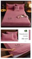 Cubierta de Cama de Terciopelo Engrosado Juego de Sábanas Elásticas de Color Sólido para Cama de Rey y Amarilla - details 12