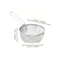 Cesta para freír profunda de acero inoxidable con mango largo, colador multifuncional para freidora, fácil de limpiar, cesta desmontable para freidora, cocina - details 6