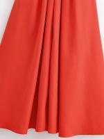 Ropa de mujer europea y americana moda con cuello en V cintura halter Una palabra vestido rojo - details 4