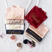 Bata de novia para dama de honor, bata de baño tipo kimono bordada, camisón informal de satén corto, ropa de dormir Sexy para mujer - details 1