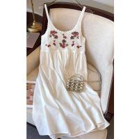 Jyccr Bohemian ral bordado corto sin mangas para mujer verano dulce crochet correa de espagueti vestido de vacaciones - details 14