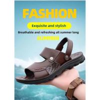 Sandalias de cuero suave de verano para hombre, sandalias antideslizantes informales con punta abierta para exteriores, sandalias deportivas cómodas para playa - details 6