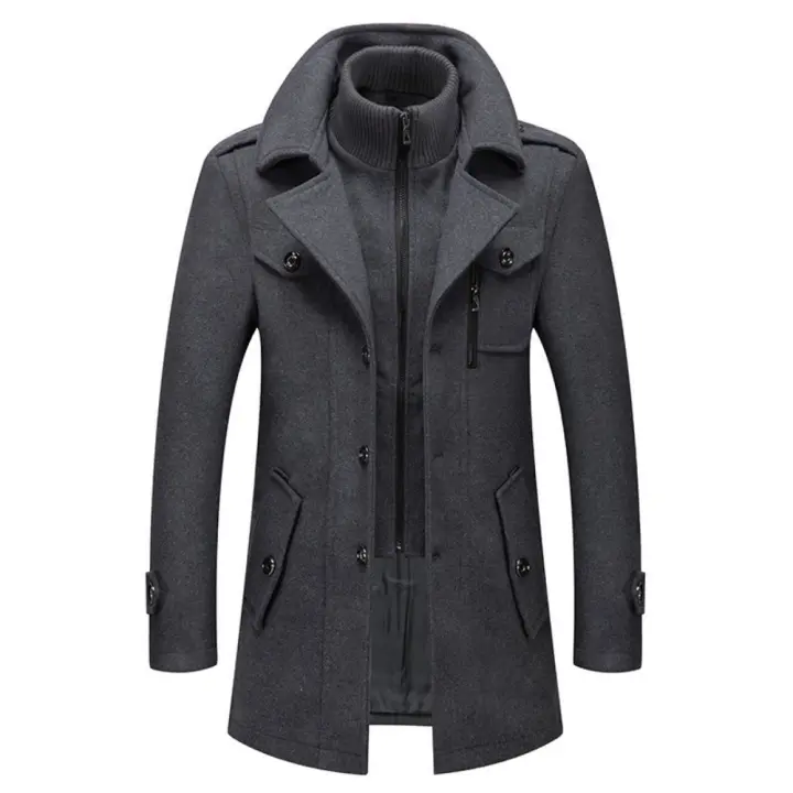 Abrigo de lana de negocios para hombres, abrigo de lana de doble cuello resistente al frío, para otoño e invierno - 1