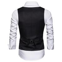 Chaleco de negocios para hombre, ropa de trabajo, chaleco Formal de negocios para boda, bolsillos, traje de tiras blancas extraíbles, chaleco clásico de Color sólido - details 8