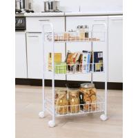 Servicio de cocina, almacenamiento, 2 estantes, 1 cesta de almacenamiento, con ruedas, cocina, sala de estar - Kitchen Wagon CW-005 - Marrón - details 24