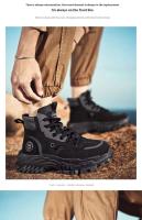 Hombres Estilo Retro Británico High-Top Primavera Transpirable Tobillo Con Cordones Trabajo De Goma Montañismo Al Aire Libre Desierto Combate Ruibarbo - details 3