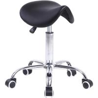 Ruedas Silla Trabajo Altura Ajustable Giratorio Taburete de Oficina con Asiento de Silla de Montar Negro - details 0