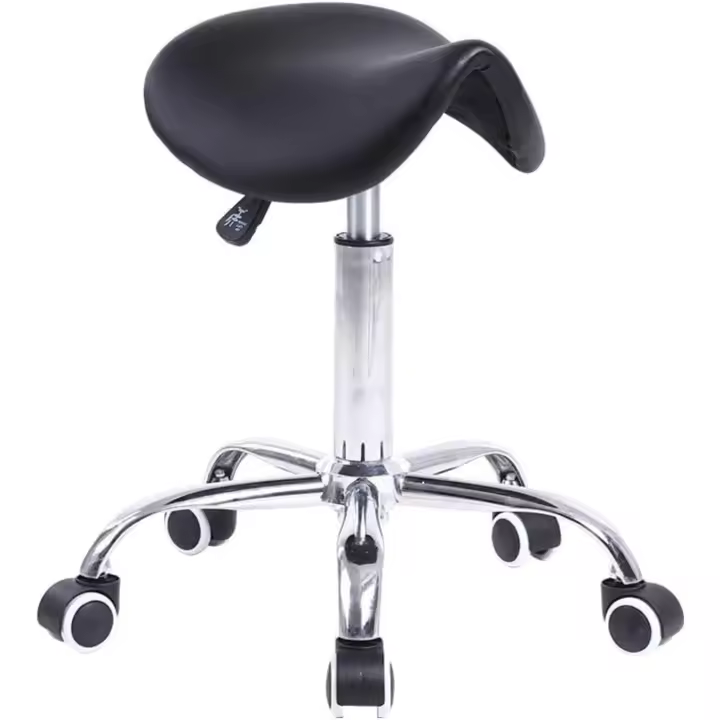 Ruedas Silla Trabajo Altura Ajustable Giratorio Taburete de Oficina con Asiento de Silla de Montar Negro - 1