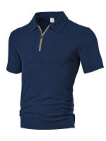 Hombre verano casual toalla suelta jacquard cremallera puerta digan hombre manga corta Polo - details 18