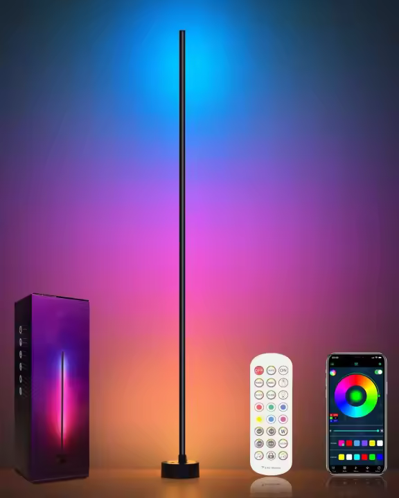 Pie LED, Lámpara de Pie Regulable RGB con Control Remoto y APP, Sincronización Musical, 16 Millones de Colores DIY y 68 Modos de Escena para Dormitorio, Sala de Juegos - 1