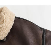 Chaqueta de piel sintética de oveja para mujer, abrigo forrado de Sherpa grueso con solapa, abrigo de motorista - details 8