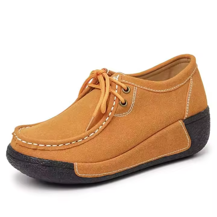 Zapatos de plataforma informales con cuña de cuero PU para mujer clásicos con botas de goma para uso diario - 1