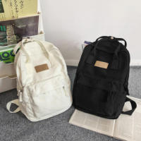 Mochila de lona de algodón para hombres y mujeres, mochilas vintage para viajes y desplazamientos, gran capacidad, color sólido, - details 1