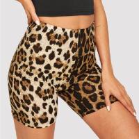 Pantalones cortos con estampado de leopardo para mujer, pantalón corto informal con estampado de serpiente para Fitness, pantalón corto informal de cintura alta para motociclista - details 1