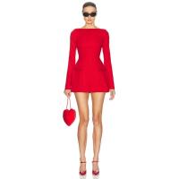 Elegante Vestido Mini de Doble Arco Manga Larga Cintura Alta Para Mujeres Moda de Otoño-Invierno - details 14