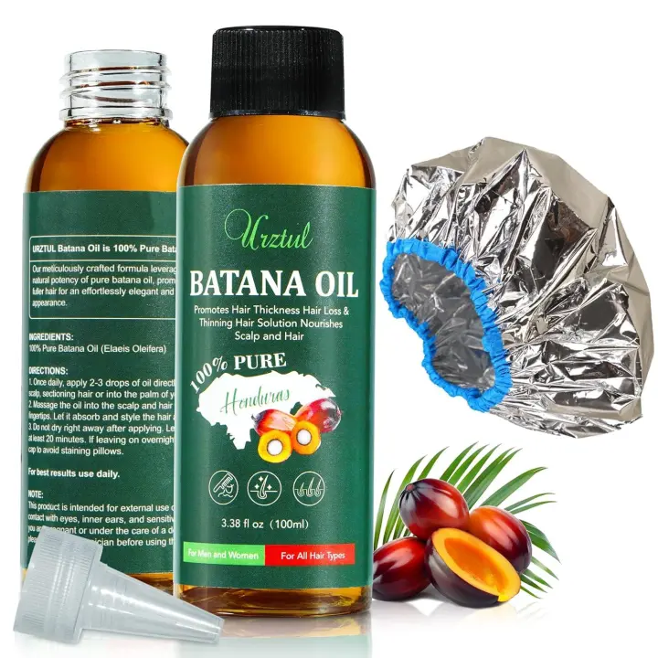 Crecimiento crudo, na puro para el cuidado dañado, fertilizante de aceite de crecimiento salvaje de Honduras, previene la pérdida, mejora el grosor, con gorro para el cabello - 1