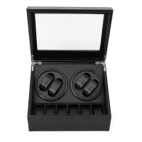 Caja enrolladora de reloj de rotación automática, estuche de almacenamiento de exhibición de reloj de fibra de carbono, negro, 4 + 6 - details 1