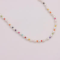 Collar con hebilla de marinero y perlas ovaladas geométricas de 6mm para mujer, collar con hebilla de resorte con cuentas coloridas - details 5