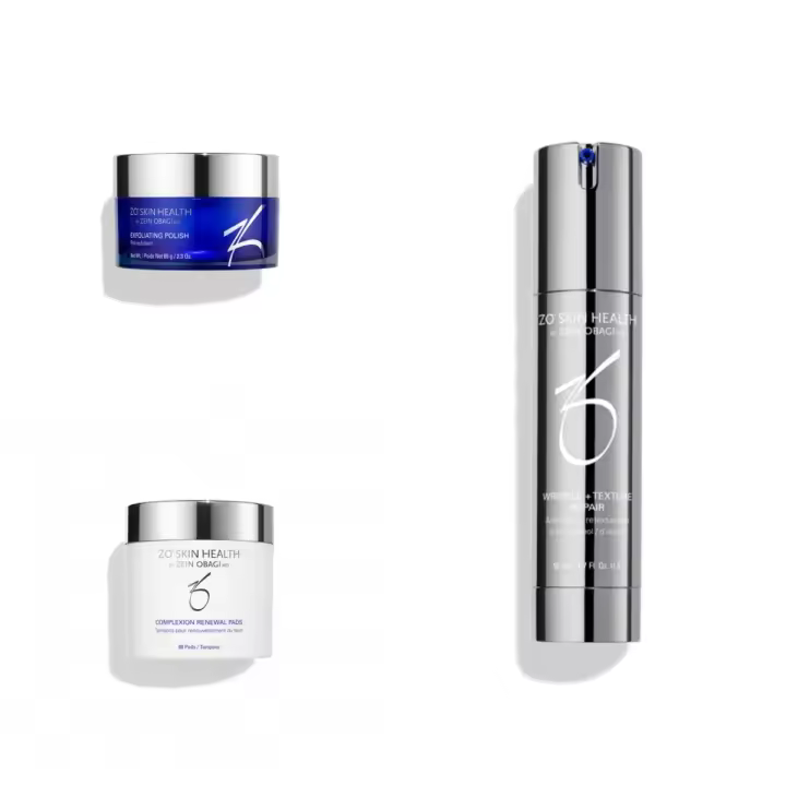 ZO SKIN Exfoliante Polaco 65g + Almohadillas Renovadoras de Tezón 60 Almohadillas + Arrugas + Reparación de Textura 50ml Set de tres piezas - 1