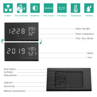 Reloj Digital creativo, pantalla LED electrónica de madera, detección de temperatura y humedad, despertador para dormitorio - details 2