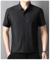 25 Nuevo verano Anti arrugas Casual Polo Business Camisa de manga corta a rayas verticales para hombres - details 22