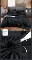 Juego de ropa de cama de satén, funda de edredón de alta gama, individual, doble, tamaño Queen, Color sólido - details 25