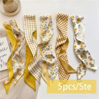 5 unidades/juego de bufanda de satén de seda, bandas para el cabello de tela para mujer, accesorios de tocado, bufandas de señora, cinta para el cuello para asa de bolso - details 4