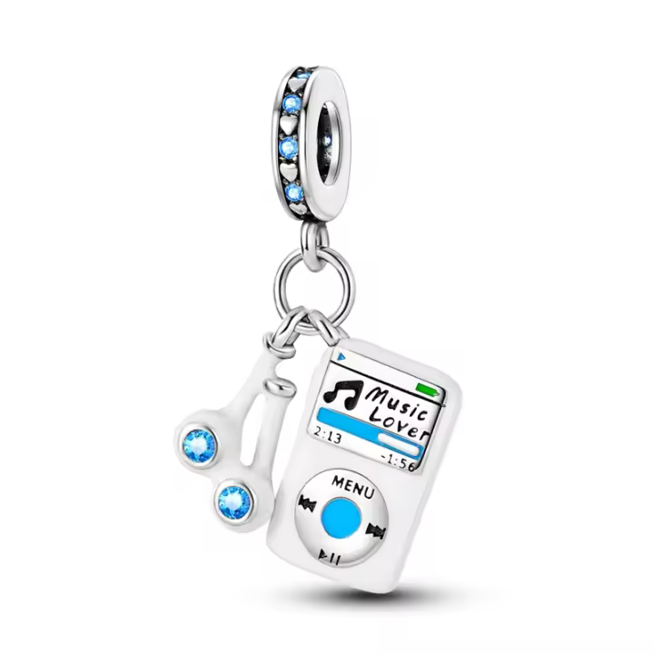 Figura colgante de auriculares de Plata de Ley 925 con cuentas vivas compatibles con pulsera Original Pandora, abalorios, regalo de joyería para mujer - 1