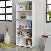 libreria biblioteca estantería de madera interior dormitorio blanco 5 estantes mueble almacenaje