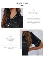Conjunto de pijamas de satén para mujer, Tops y pantalones cortos con botones, traje de pijama de 2 piezas, ropa de dormir para mujer, ropa de descanso para verano - details 4